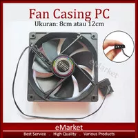 Fan Casing PC 8cm 12cm Hitam / Kipas Case CPU Cooler Standart Pendingi