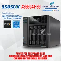 ASUSTOR AS6604T 8GB RAM 4-bay NAS EXC DISK Intel Celeron Quad-Core NAS