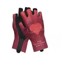 Monton Half Finger Cycling Gloves Heart Red