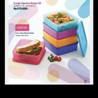 Large square away 5 pcs tupperware kotak makan