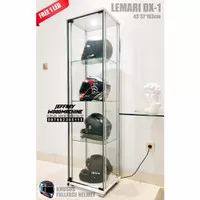 etalase kaca kecil helm produk aksesoris rak display showcase lemari