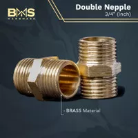 Double Nepel Kuningan 3/4" Sok Drat Brass Double Nepple