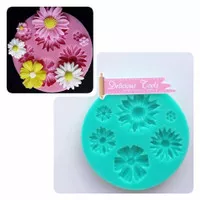 SM245 Mix Flower 6Cav Round Silicone Mould cetakan silikon puding