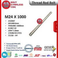 ASDRAT STAINLESS 316 STUD BOLT THREADED ROD BAUT FULLDRAT M24 X 1METER