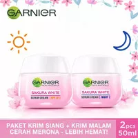 Garnier Sakura White Krim Pagi dan Malam 50gr
