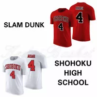 T shirt Kaos Baju Basket Anime SLAM DUNK SHOHOKU No 4 Takenori Akagi
