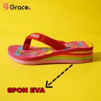 Grace'noir HK 31-35 /sandal japit anak perempuan spon hak pelangi