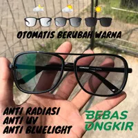 Kacamata Steampunk Tony Stark Lensa Photocromic Berubah Warna - Hitam Glossy, Photocromic