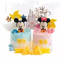 Topper Cake Minnie Mickey Mouse / Set Isi 2 / Hiasan Kue Ultah Anak