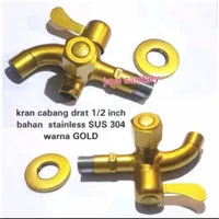 Kran Double Kran Shower Cabang Warna Gold/Emas