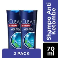 Clear Men Shampoo Cool Sport Menthol 70Ml - Twin pack