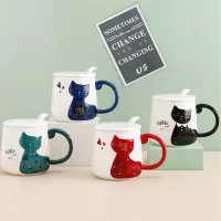 GELAS MUG KERAMIK IMPOR MOTIF LITTLE CUTE CAT/IDE KADO MUG/CANGKIR