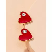 LRC Anting Tusuk Fashion Red Drip Heart-shaped Diamond P47862