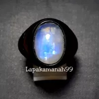 Cincin Batu Akik Natural Biduri Bulan Moonstone Berklep Biru Asli