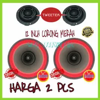 Promo 2 Pcs Speaker Full Range Elsound 12 Inch Corong Merah +2 Tweeter