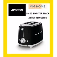 SMEG TOASTER BLACK GLOSSY 2 SLICE TSF01BLEU HITAM PEMANGGANG ROTI SMEG