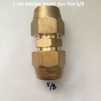 1 Set Double Nepel dan Nut 5/8