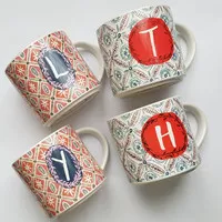 Mug Keramik Jumbo Batik dengan Initial A, C, M, L, T, Y, H, B, K, Q, R