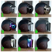 helm bogo retro dewasa full kulit COKLAT HITAM kualitas terjamin TOP