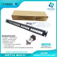 Patch Panel 24 Port Lengkap Modular Jack Cat 5e AMP COMMSCOPE