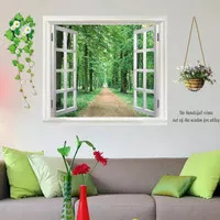 Wall Sticker / Stiker Dinding 60X90 JENDELA POHON HIJAU HUTAN WINDOW G