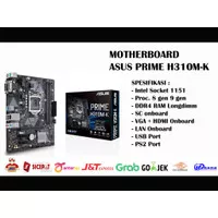 MOTHERBOARD ASUS PRIME H310M-K SOCKET 1151 DDR4