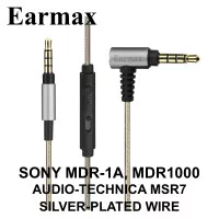 EARMAX Replacement Cable for Sony MDR-1A ATH MSR7 w MIC SILVER 1.2m
