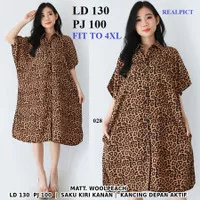 Baju kemeja motif macan coklat leopard busui baju hamil bumil dress
