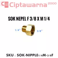 Sok Nipple Nepel Selang F 3/8" x M 1/4" Drat Kuningan