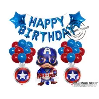 Balon Foil Set Happy Birthday / Paket Ulang Tahun Captain Amerika