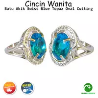 Cincin Wanita Batu Akik Blue Topaz Oval Cutting