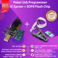 USB Programmer IC Eprom CH341A + Penjepit SOP8 Flash Chip New