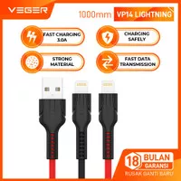 VEGER FAST Durable Data Cable USB Lightning For iPhone 1000mm