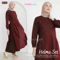 setelan celana kulot wanita muslim katun linen premium polos HELMA SET