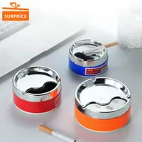 Asbak Rokok Stainless Steel / Asbak Rokok Bulat Warna - Orange