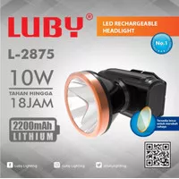 Senter Kepala LED Luby 10 Watt L-2875 Headlamp Putih Charger Original