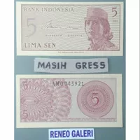 5 sen Indonesia 1964 sukarelawan dwikora uang kuno kertas masih Gress
