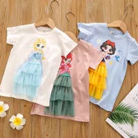 mini dress anak princess elsa snow white ariel dress import anak baju