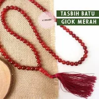 TASBIH BATU GIOK MERAH NATURAL 8 MM-99 BUTIR/ PRODUK ORIGINAL