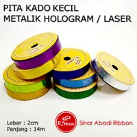 RIBBON Pita Kado 2cm 3/4" METALIK HOLOGRAM LASER Jepang / Plastik 2 cm