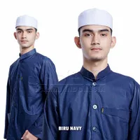 Baju Muslim Baju Koko Habaib Habaib Haibah Kazimi Biru Navy