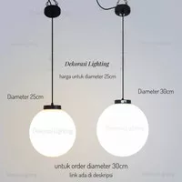 lampu gantung bola susu acrylic diameter 25cm minimalis dekorasi cafe