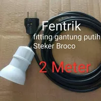 Fitting gantung putih lampu kabel steker broco cafe hias 2 meter