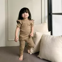 KALUNA - Setelan Baju Anak Perempuan Renda Ruffle - Setelan Kaos Anak