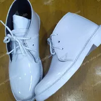 Sepatu PDU putih model Tali/Sepatu PDU pelantikan kulit kilap asli