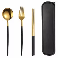 Cutlery Set Sendok Garpu Sumpit Stainless Korea Sujeo Tebal Traveling