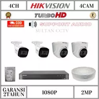 PAKET CCTV FULL HIKVISION 2MP 4 CHANNEL 4 CAMERA TURBO HD 1080P AUDIO