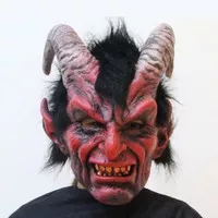 topeng latex red horned sheep devilman hell boy halloween mask satan