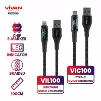 VIVAN Kabel Data 100cm USB To Type C 40W 5A / USB To Lightning 12W 2.