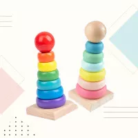 Wooden Stacking Tower/Mainan Susun Menara/Mainan Edukasi Anak